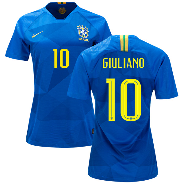 Women's Brazil #10 Giuliano Away Soccer Country Jersey - Click Image to Close